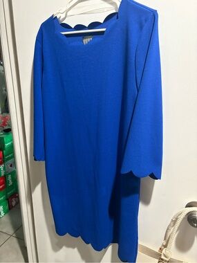 Royal Blue Scalloped Edge Shift Dress
